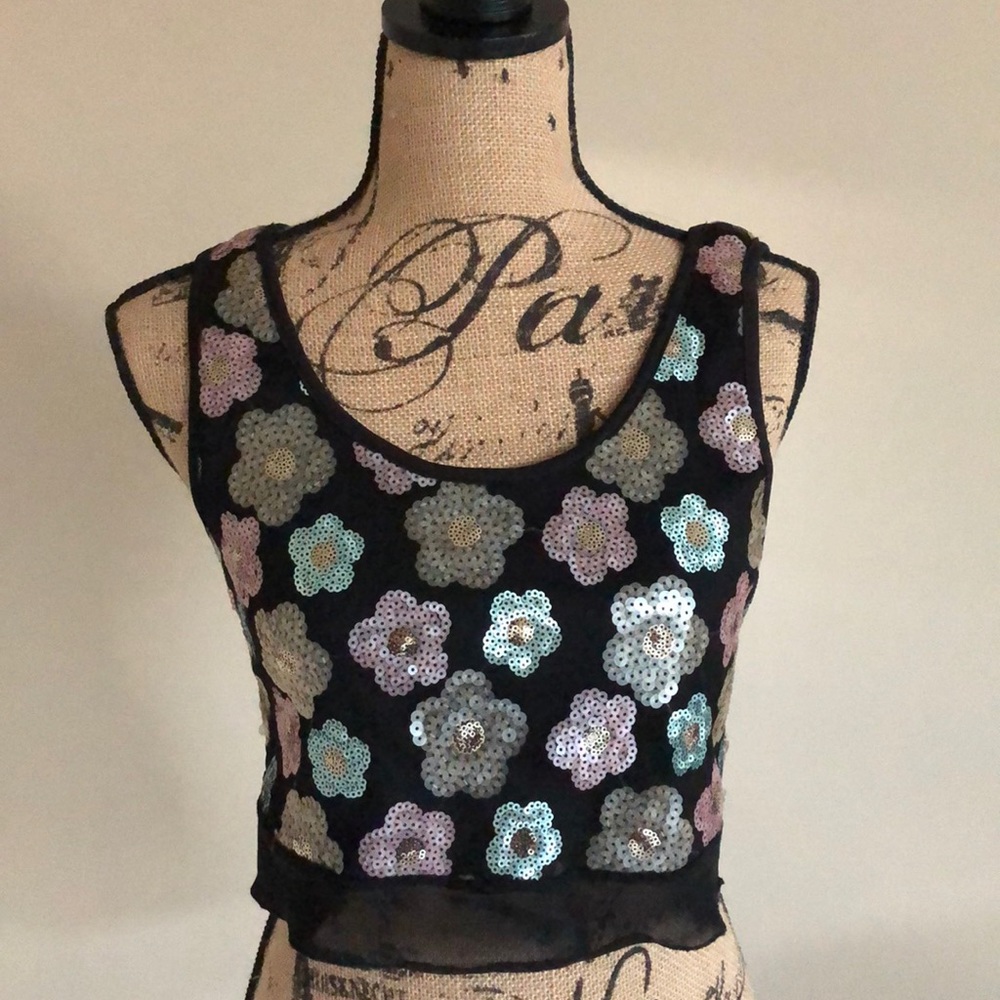 Nordstrom flower sequin tank top